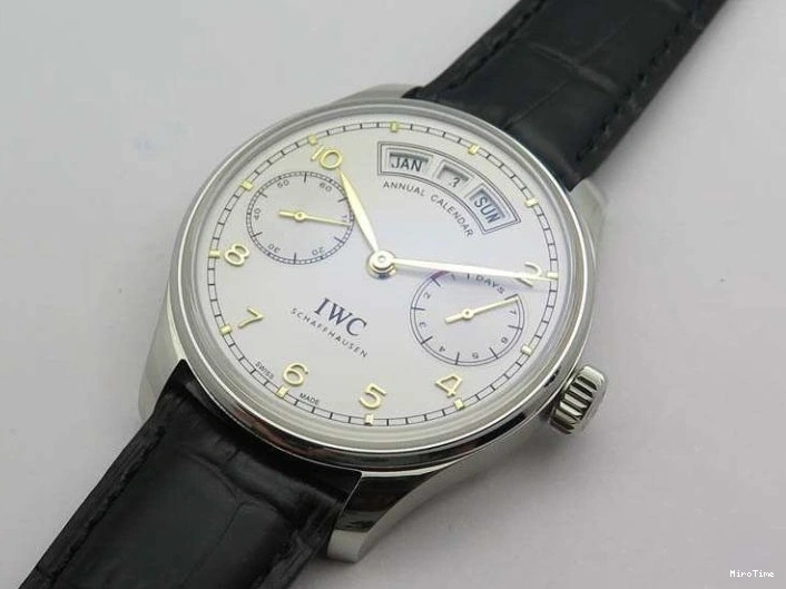 MIROTIME 0118 Portuguese Real PR Real Annual Calendar IW5035 YLF 1:1 Best Edition White Dial On Leather Strap A Refined 7243